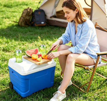 Clearance 21QT Wheeled Insulated Cooler Box, 3-Layer Thick Insulation Leakproof Ice Chest, Portable Rolling Ice Box for Camping, Road Trips, Picnic & Hiking