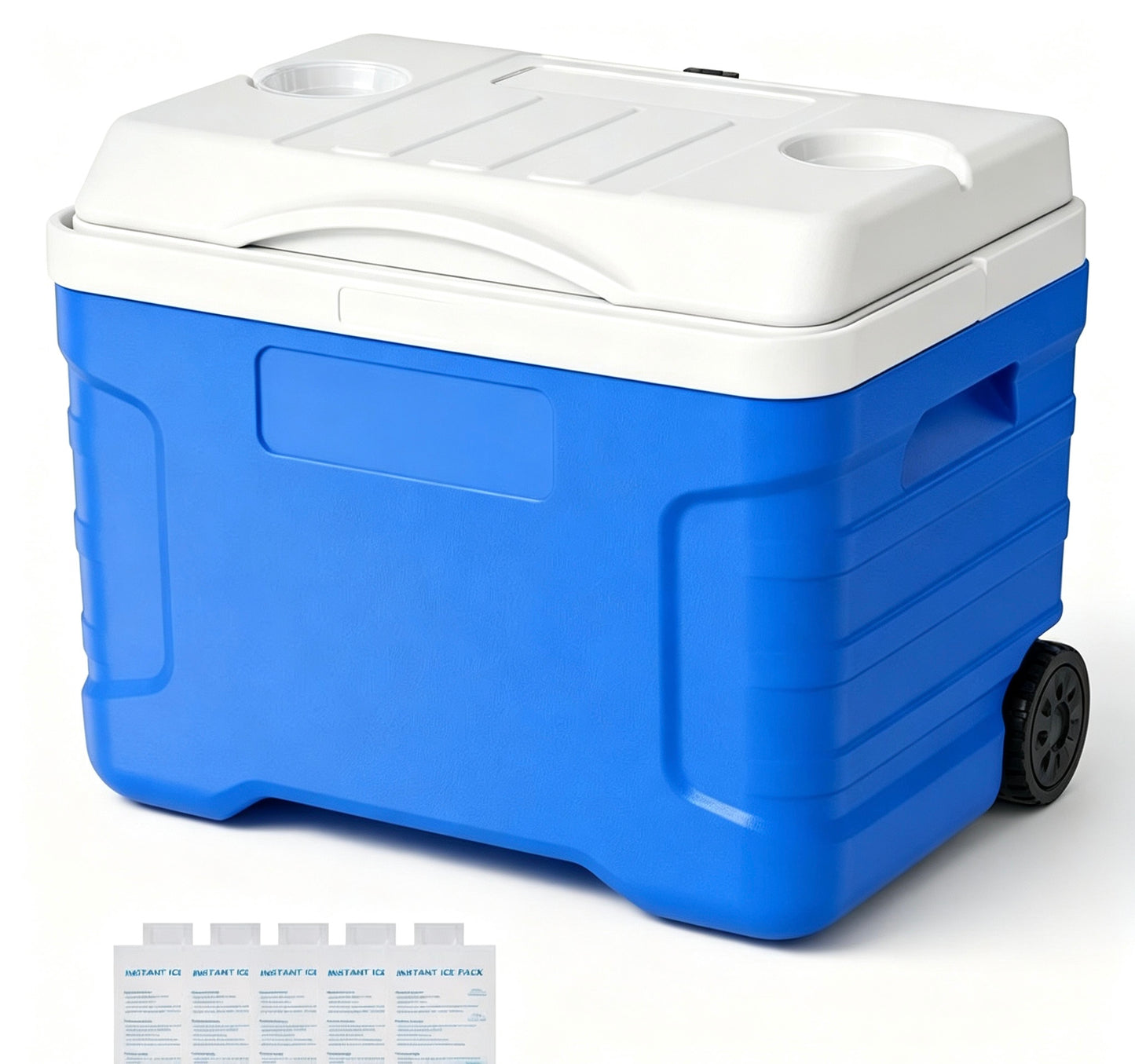 Clearance 21QT Wheeled Insulated Cooler Box, 3-Layer Thick Insulation Leakproof Ice Chest, Portable Rolling Ice Box for Camping, Road Trips, Picnic & Hiking