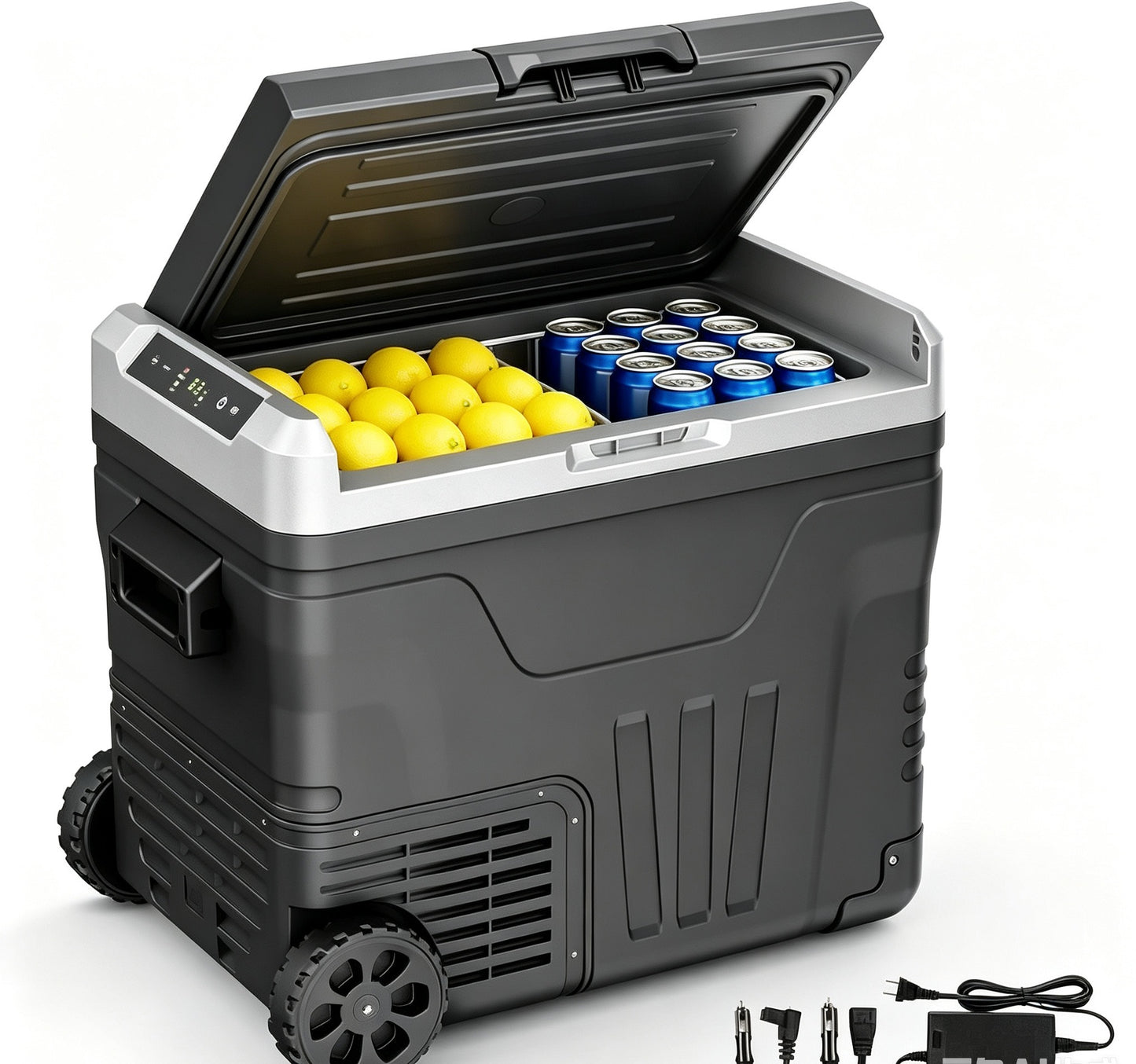 Clearance Sale 35L Portable Wheeled Car Refrigerator, 12V/24V DC 110-240V AC Dual Power Adjustable Temp Cooler For RV, Truck, Camping, Road Trips