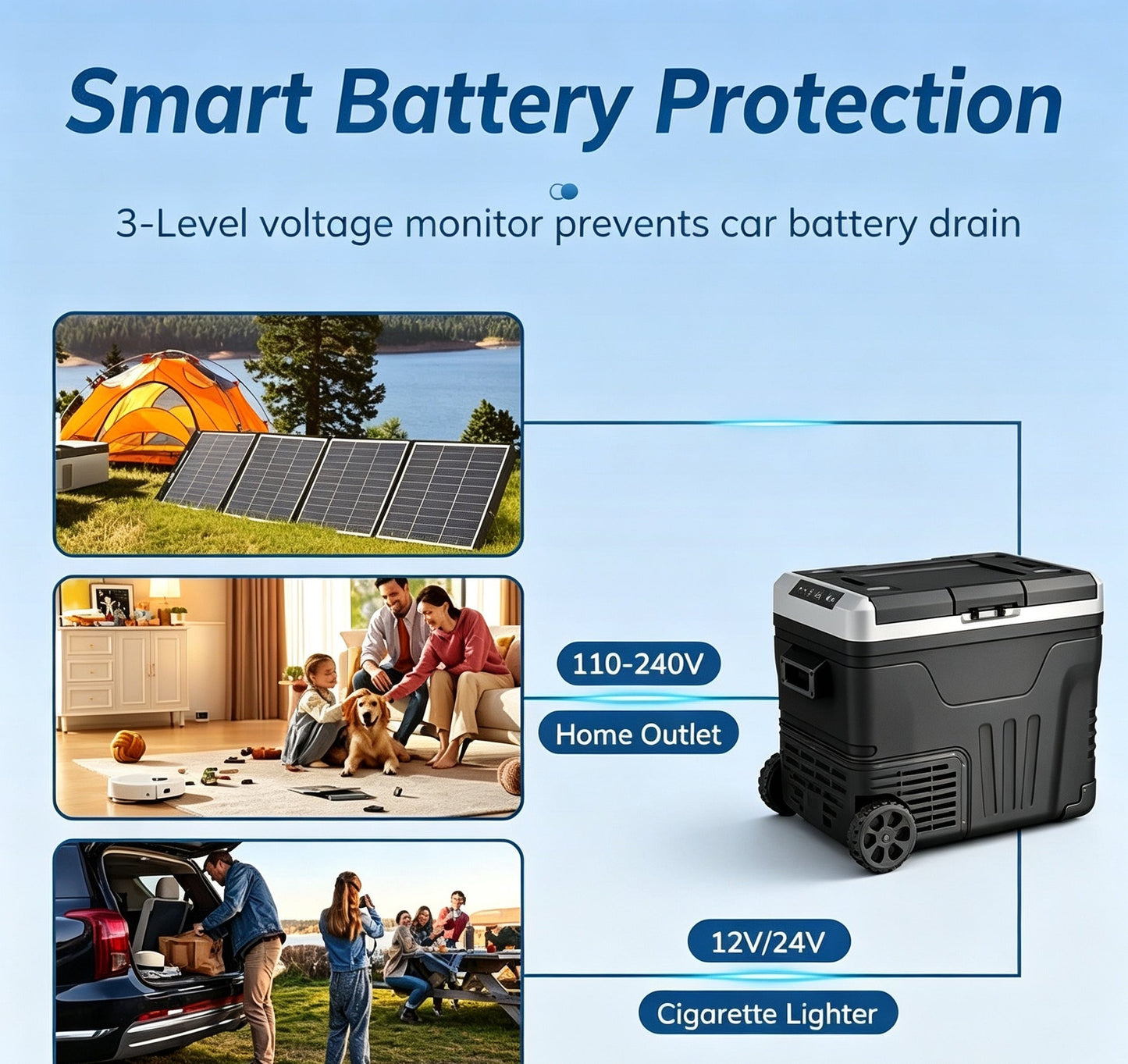 Clearance Sale 35L Portable Wheeled Car Refrigerator, 12V/24V DC 110-240V AC Dual Power Adjustable Temp Cooler For RV, Truck, Camping, Road Trips