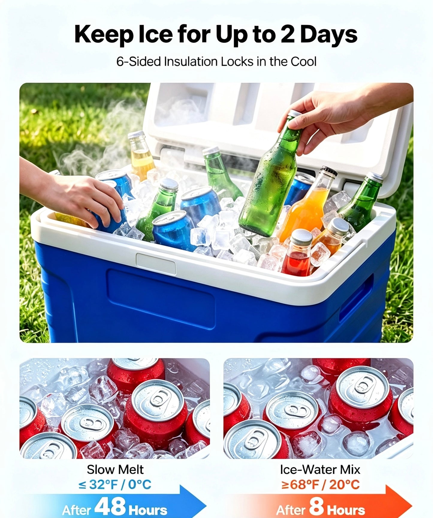 Clearance 21QT Wheeled Insulated Cooler Box, 3-Layer Thick Insulation Leakproof Ice Chest, Portable Rolling Ice Box for Camping, Road Trips, Picnic & Hiking