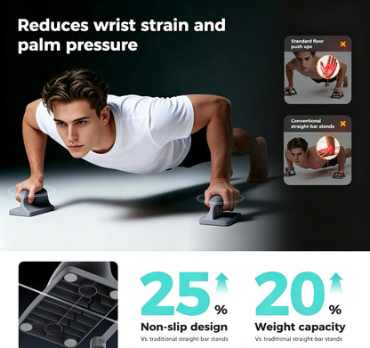Final Stock Clearance | Ergonomic Wrist-Safe Push-Up Stands | Get Free Professional Training Mat While Stocks Last